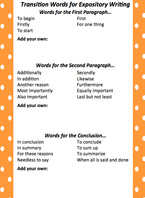 Friday Freebie: Transition Words